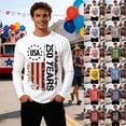 thumbnail image 1 of America 250 Shirt Sporty Long Sleeve T Shirt Athletic Crew Neck 250Th Anniversary Mens Graphic Tees XXXL, 1 of 5