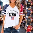 thumbnail image 1 of America 250 Tshirt Women's Casual Solid V Neck Short Sleeve Tee Everyday Tshirts for Women Black L, 1 of 5