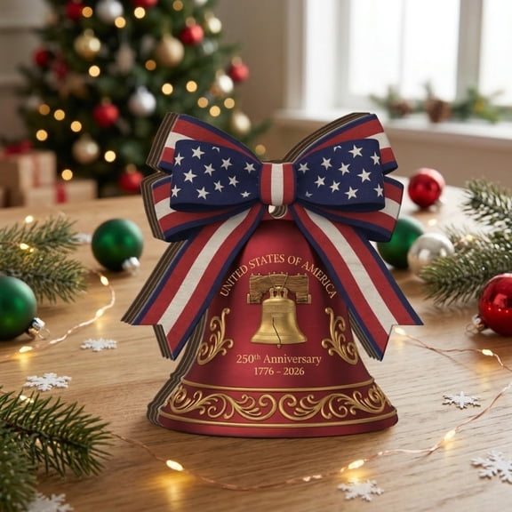 America 250,USA 250th Anniversary Desktop Commemorative Infinity Sculpture Patriotic Wooden Decor with American Flag and Statue of Liberty for Office, Home, and Historical Gifting
