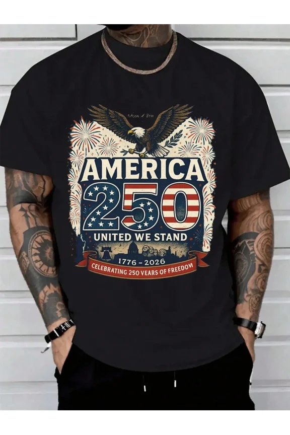 America 250 United We Stand Men's Graphic T-Shirt 1776-2026 Patriotic USA Pride Short Sleeve Tee