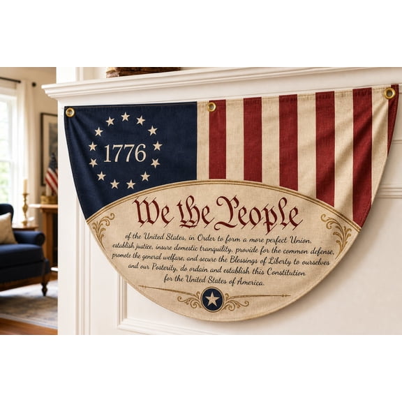America 250 We The People Porch Bunting Patriotic Half Round Flag
