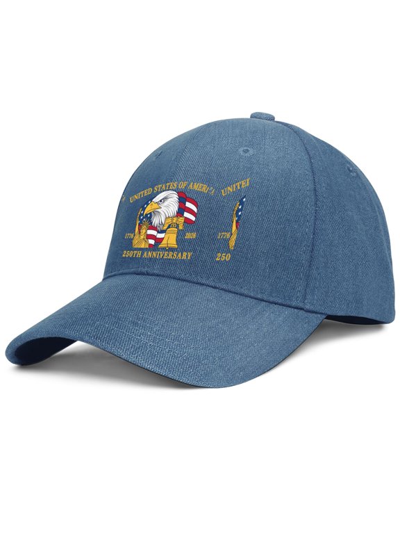 America 250 Year of Freedom Spread Eagle Wings 1776-2026 Structured 6-Panel Baseball Cap Adjustable Snapback for Men Women Sun Protection
