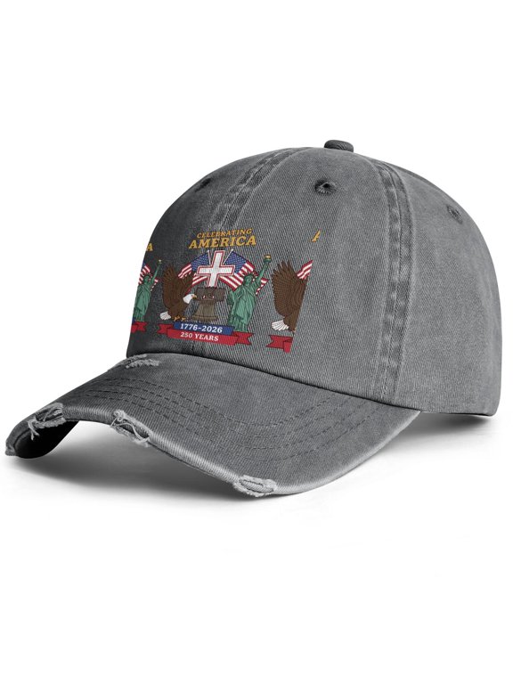 America 250 Year of Freedom Spread Eagle Wings Adjustable Snapback Hat Curved Brim Dad Hat for Men Women