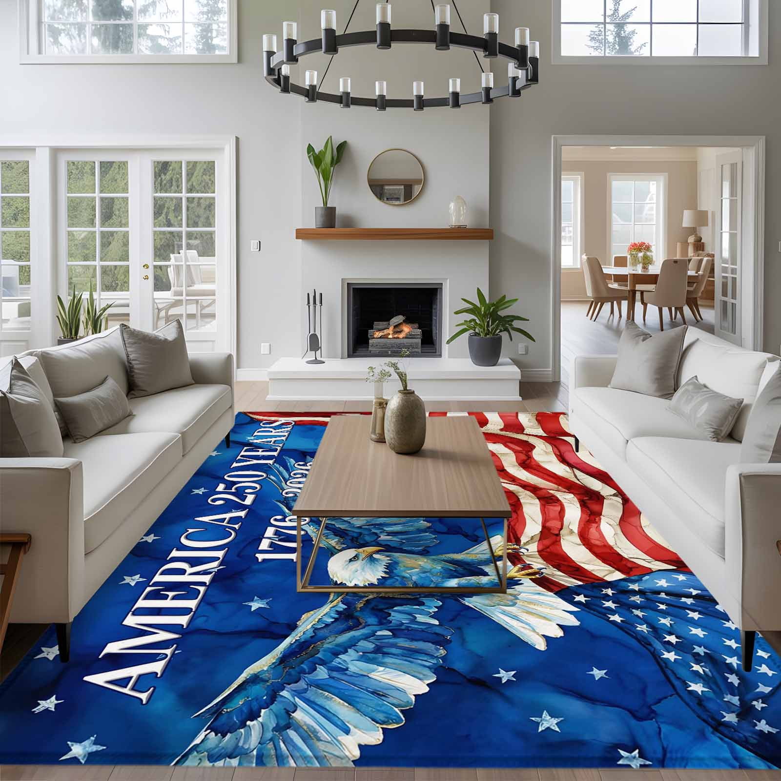 Democrat Rug America 250 Years 8x10 Area Rug for Living Room Sectional Sofa, USA ...