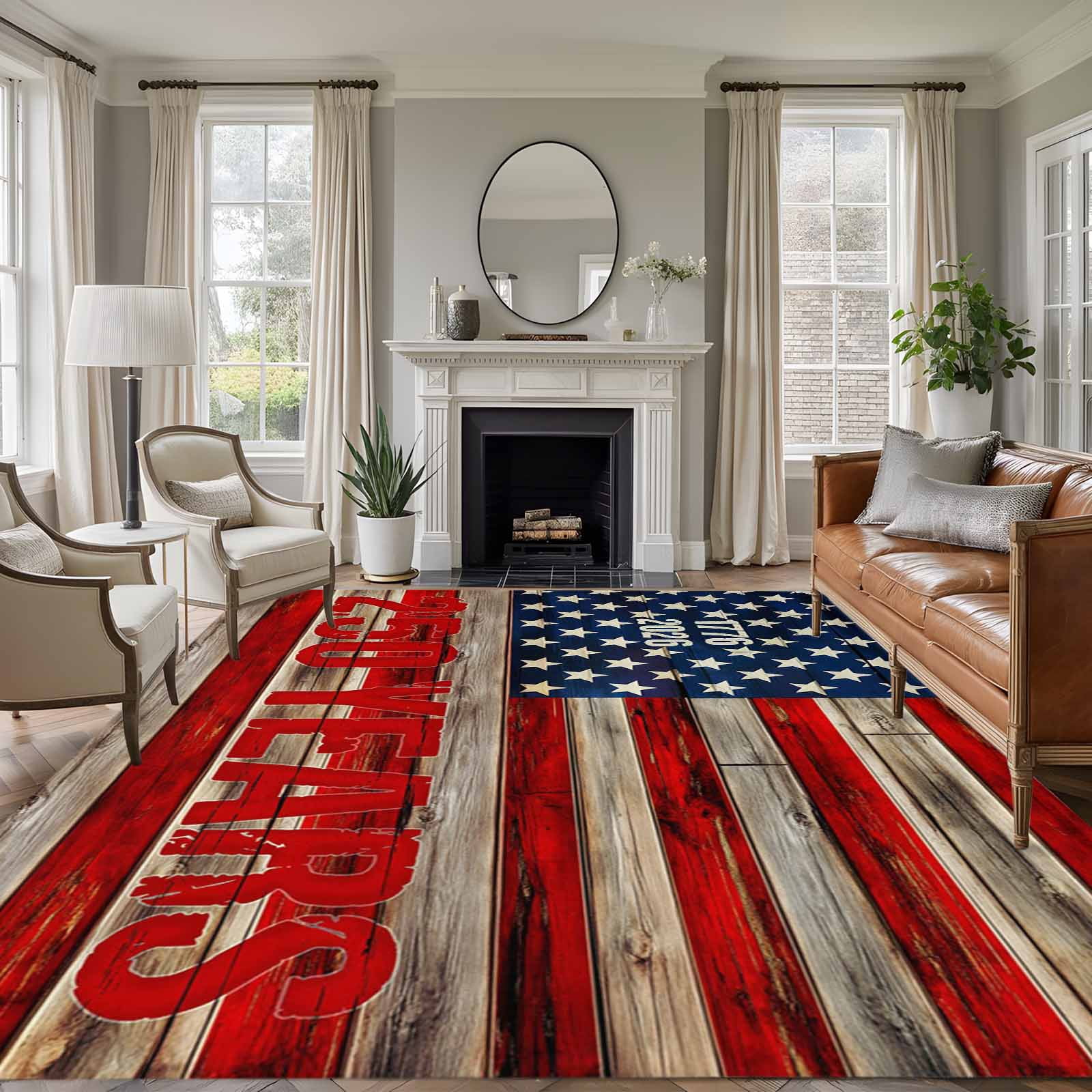 Democrat Rug America 250 Years 8x10 Area Rugs for Living Room, Independence Day ...