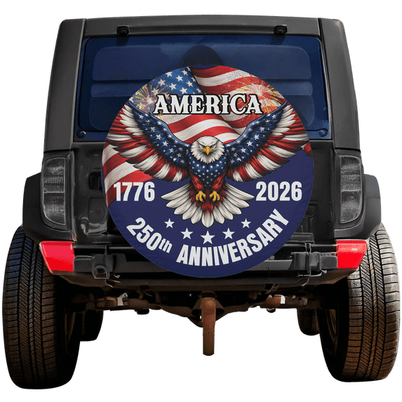 Lotusprinthandmade 250 Years of America Spare Tire Cover Without Backup Camera Hole 6 Sizes (27 in.)