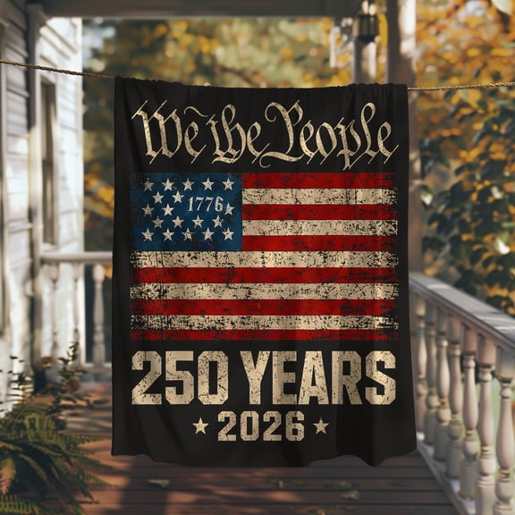 America 250 Years Blanket, We The People Throw, 1776 2026 Patriotic Gift, Vintage US Flag Decor