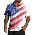 thumbnail image 1 of America 250 Years Button Down Shirts for Men American Flag Print Lapel Collar Short Sleeve Shirts Independence Day Patriotic Star Relaxed Fit Comfy T-Shirt, M, #01 White, 1 of 4