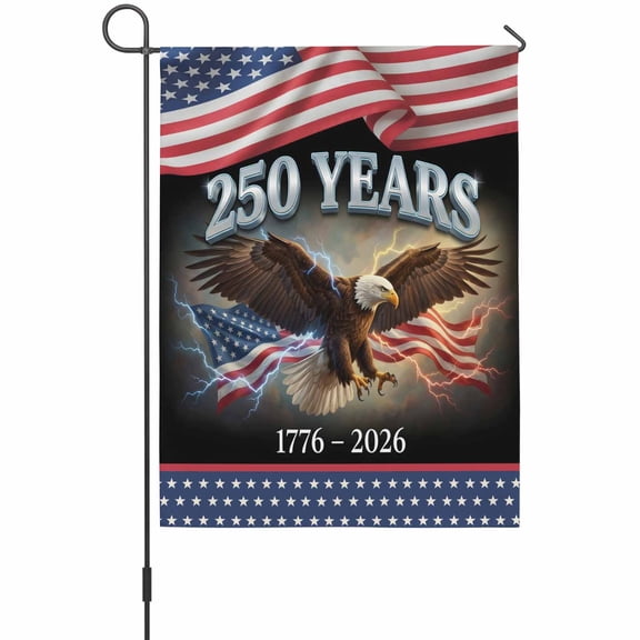 America 250 Years Eagle House Flags For Outdoor, Independence Day Lightning Red Blue Star Flag Small Double Side Yard Flags Weather Proof House Decor for Lawn Outside Holiday 28 x 40 Inches