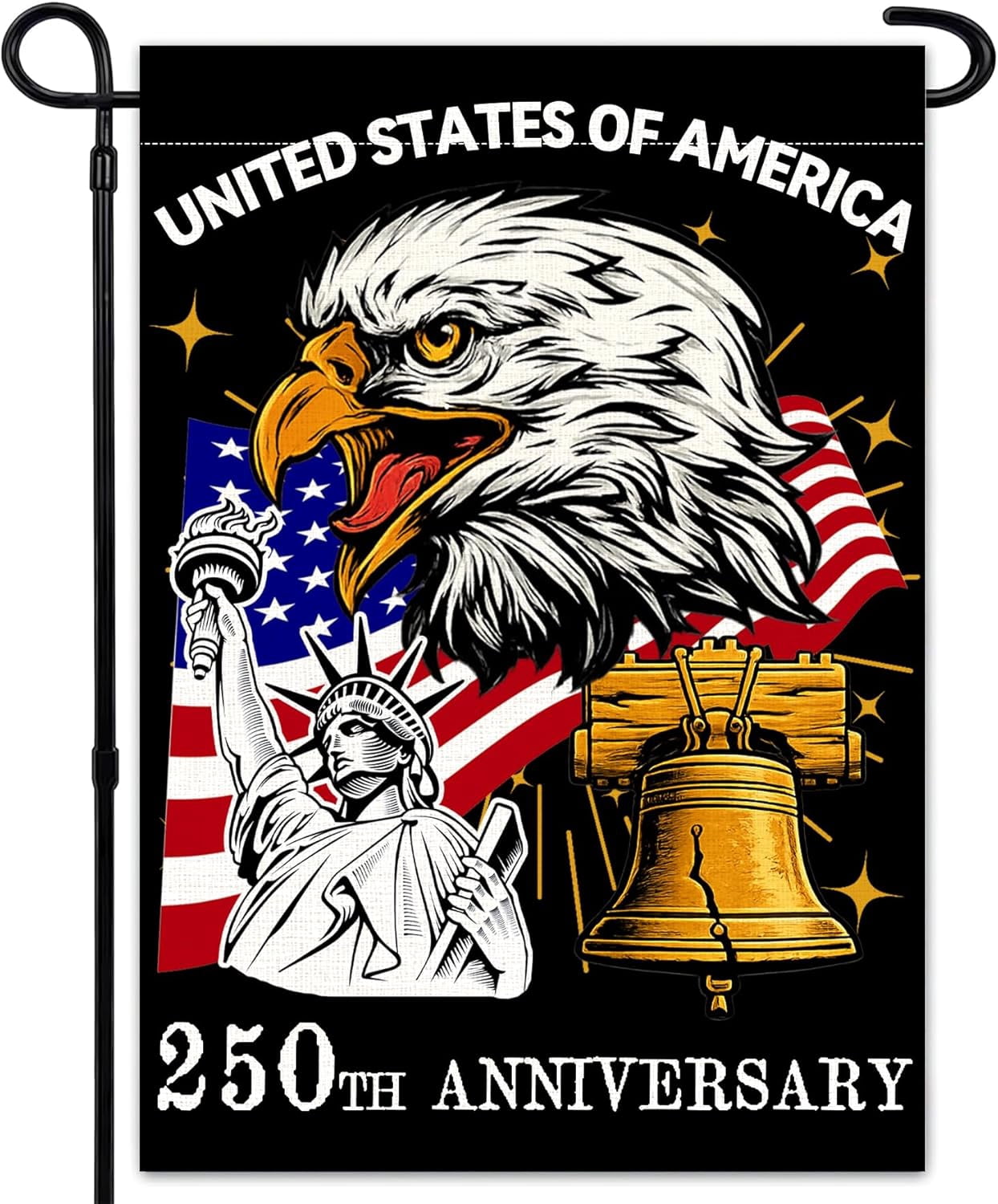 America 250 Years Garden Flag, 250th Anniversary USA Patriotic Double-Sided Banner, Double-Sided Burlap, 1776-2026 Semiquincentennial Commemorative, Suitable for Outdoor Lawn Decor