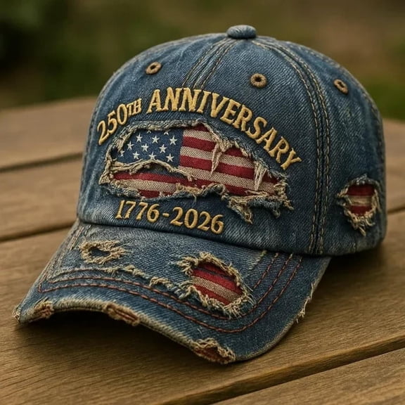 America 250 Years Hat,Distressed Ripped Cowboy Hat,Adjustable Patriotic Baseball Cap, 250th Anniversary Heritage Tribute for Men Women