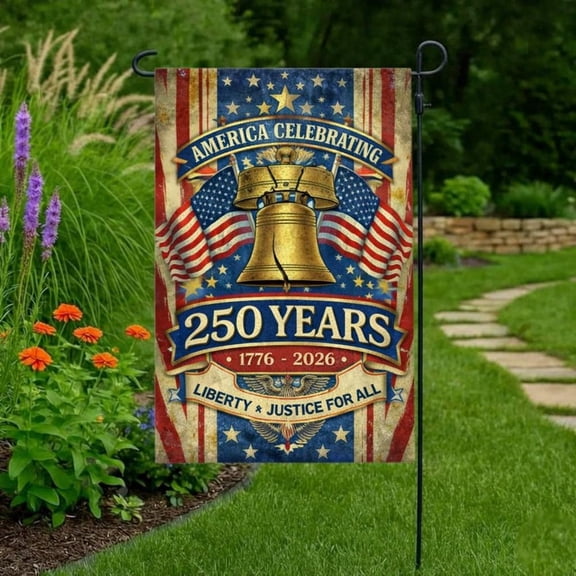 America 250 Years Liberty Bell Patriotic Flag 12x18 POLE NOT INCLUDED Garden Flag