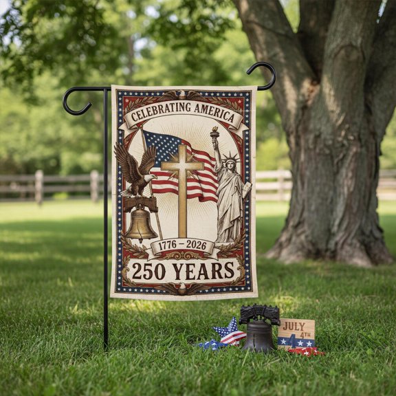 America 250 Years Liberty Bell Patriotic Flag 12x18 POLE NOT INCLUDED Garden Flag