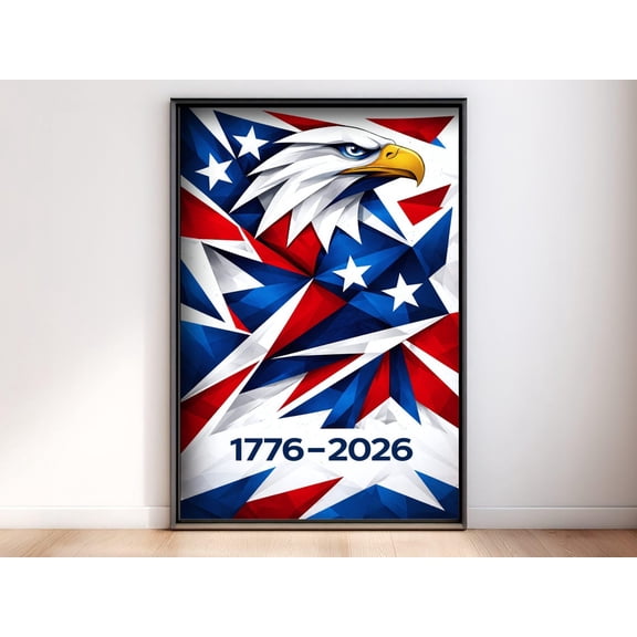 America 250 Years Modern Geometric Eagle 1776 Wall Decor Unframed Paper Print