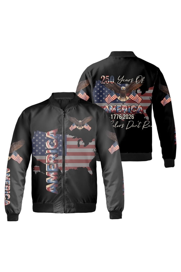 America 250 Years Patriotic Jacket - USA Flag Bald Eagle 1776-2026 Bomber Jacket or Baseball Jacket - Independence Day, 4th of July Patriotic Outerwear, USA Pride Gift