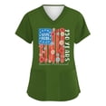 thumbnail image 1 of America 250 Years Scrub Shirt for Women Letter Print Fourth Of July Short Sleeve Tshirt V Neck Moisture Wicking Regular Fit Casual T Shirts with Pockets, #01 Green, 3XL, 1 of 4