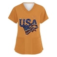 thumbnail image 1 of America 250 Years Scrub Shirt for Women Letter Print Patriotic Star Short Sleeve Nursing Uniforms V Neck Lightweight Relaxed Fit Workwear Tshirt with Pockets, #01 Earthy Yellow, S, 1 of 4