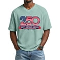 thumbnail image 1 of America 250 Years T Shirts for Men Usa Flag Print Short Sleeve Crew Neck Waffle Tshirt Independence Day Big and Tall Classic Fit Breathable Summer Tops, Light Green, #01 Light Green, 1 of 3