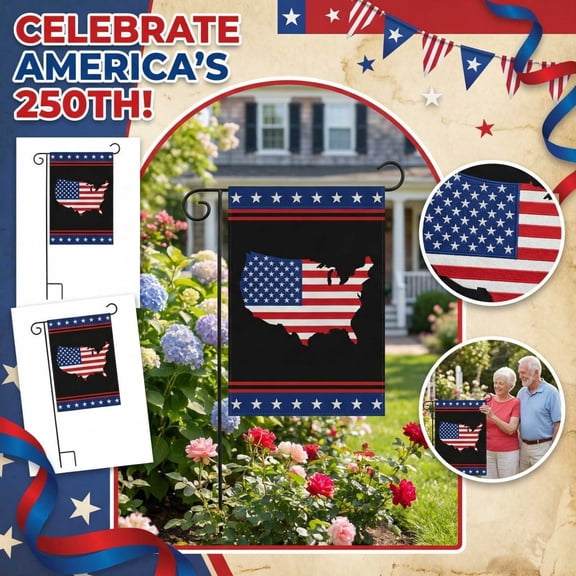 America 250Th Anniversary Flag, Usa Map, 12X18 In, 4Th of July Decorations Outdoor, Independence Day, Star Print, 1 Pc