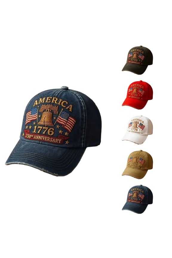 America 250Th Anniversary Hat with Embroidered Liberty Bell And Flags 1776-2026 Denim Baseball Cap July 4Th Freedom Unisex Hat D
