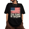 thumbnail image 1 of America 250Th Freedom Womens S-5XL Distressed Flag Patriotic Graphic Short Sleeve T-Shirt Black Tops, 1 of 5