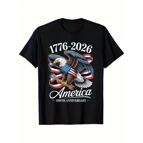 America 250th Anniversary 1776-2026 Patriotic Bald Eagle Men's Graphic T-Shirt