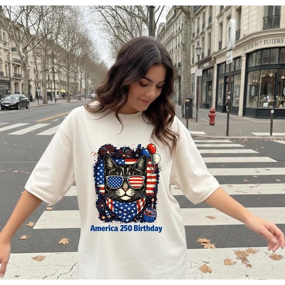 America 250th Anniversary 1776-2026 Shirt, Patriotic Cat Flag Graphic ...