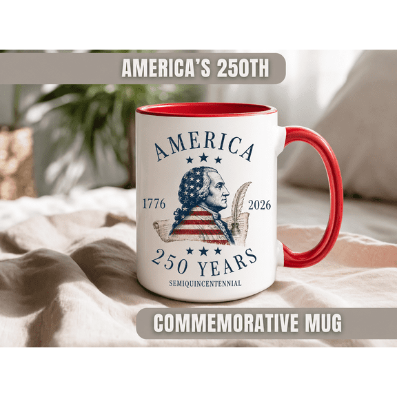 America 250th Anniversary Accent Mug, John Adams 1776-2026 Commemorative Mug
