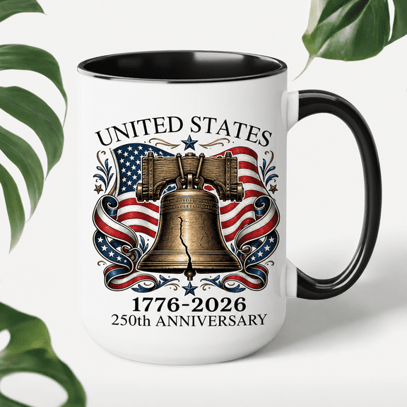 America 250th Anniversary Accent Mug Liberty Bell 1776-2026 Patriotic Coffee Cup