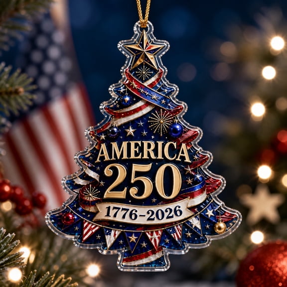 America 250th Anniversary Acrylic Ornament Christmas Tree Keepsake for Patriotic Holiday Decor