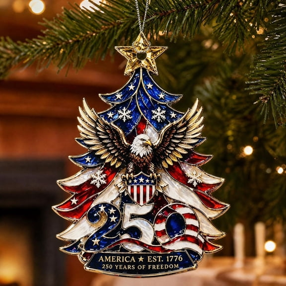 America 250th Anniversary Christmas Ornament, 1776‑2026 Patriotic Tree Hanging Ornament, 250 Years of Freedom Keepsake Souvenir Acrylic Christmas Tree Decoration, 2 Styles