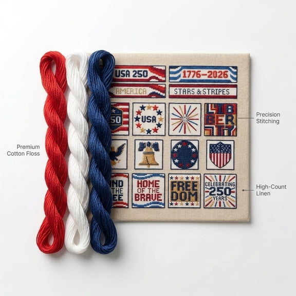 America 250th Anniversary Crossing Stitching Kit Patriotic Crossing Stitching Commemorative Embroidery for Beginners