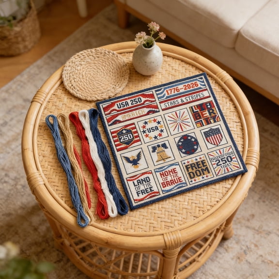 America 250th Anniversary Crossing Stitching Set Patriotic Crossing Stitching Commemorative Embroidery for Beginners Stamped