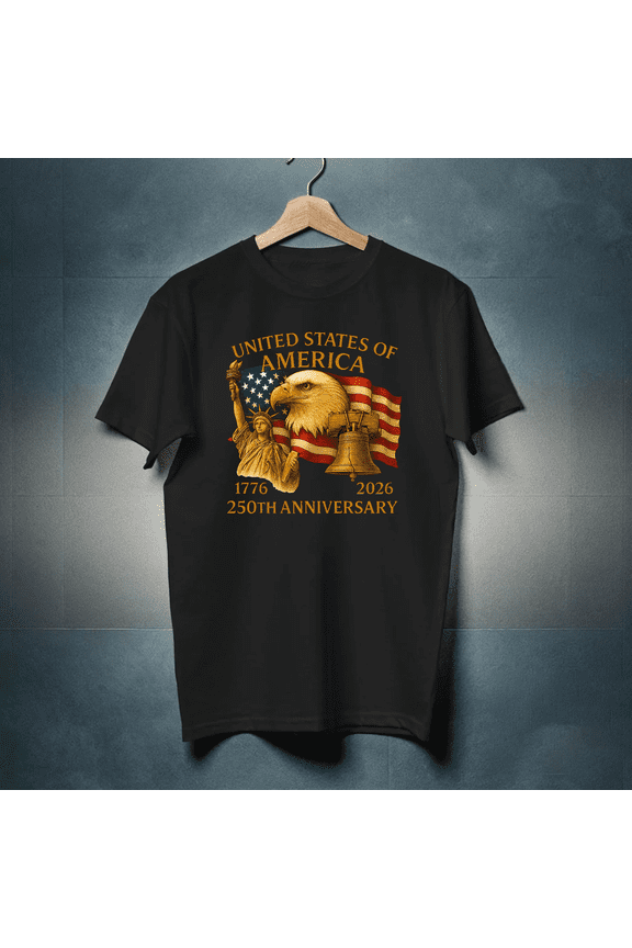 America 250th Anniversary Eagle Emblem Unisex T-Shirt Historic Celebration, up to size 5XL
