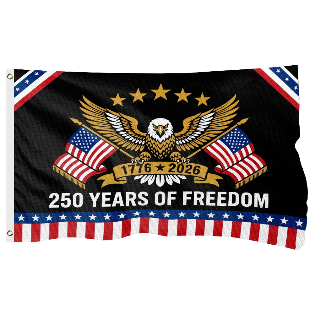 America 250th Anniversary Flag 1776-2026, Patriotic 250 Year USA Commemorative Banner, 400D Heavy Duty Double Sided Flag with 2 Brass Grommets for Outside Decoration