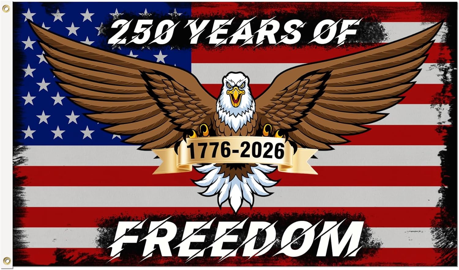 America 250th Anniversary Flag, 250 Anniversary USA Flag 3x5 FT Double Sided, 3 Ply 250 Years American Flag Birthday Patriotic Decor for Outdoor, Front Door, Porch, Wall (Style B)