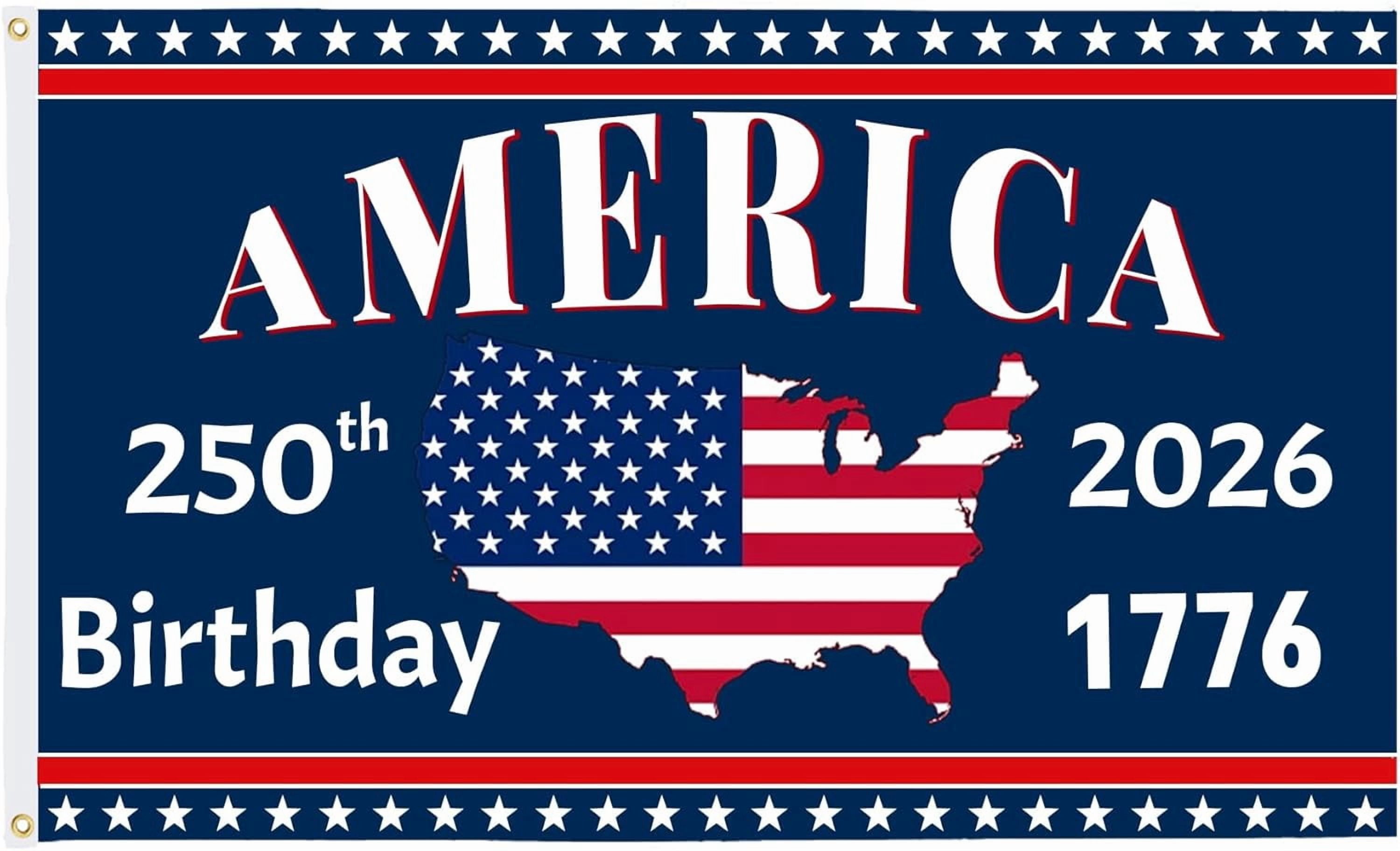 America 250th Anniversary Flag, 3 Ply Year American Anniversary Flag- Double Sided, 3x5 Ft, 250 Years Birthday Patriotic Decor for Outdoor, Front Door, Porch, Wall