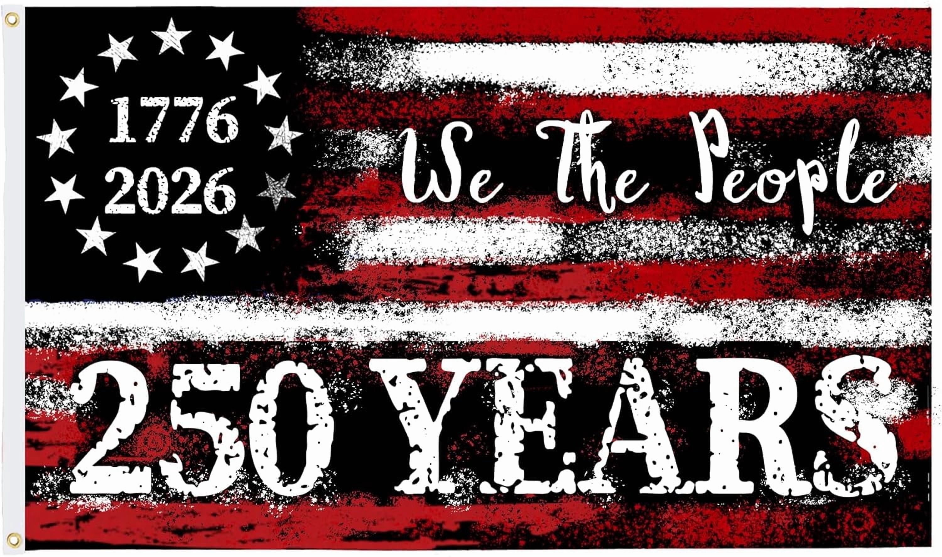 America 250th Anniversary Flag, 3 Ply Year American Anniversary Flag- Double Sided, 3x5 Ft, 250 Years Birthday Patriotic Decor for Outdoor, Front Door, Porch, Wall