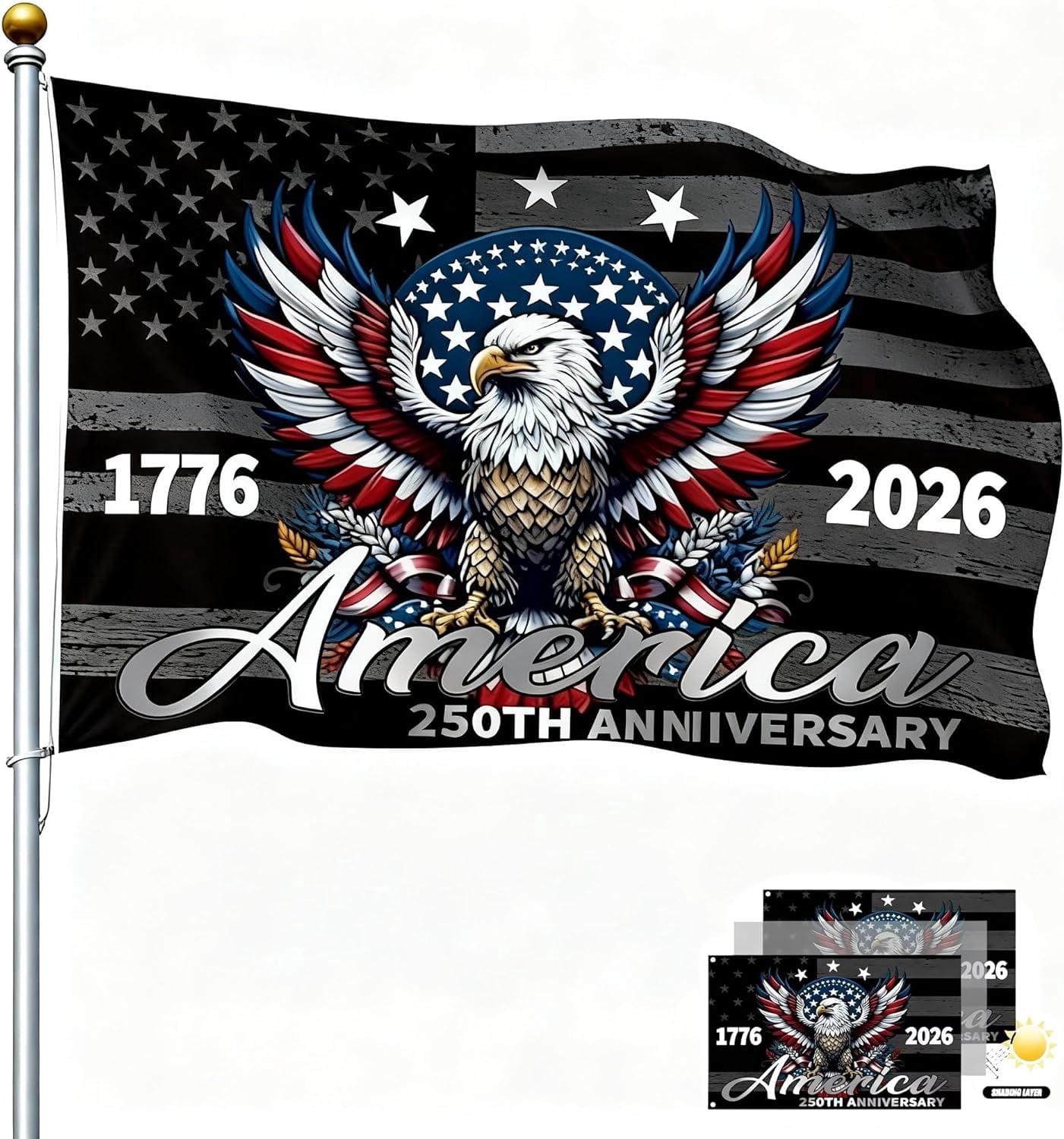 America 250th Anniversary Flag 3x5 Feet | Double Sided250 Years USA Flag, Celebrate US 250th Birthday, Patriotic Flags for Outside (250th Anniversary US)