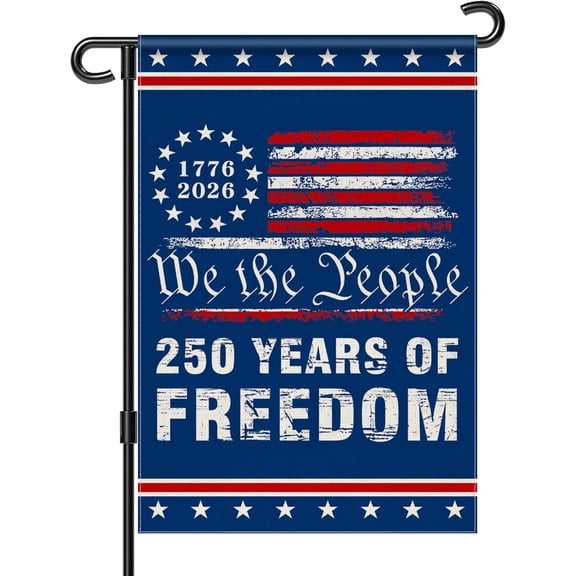 America 250th Anniversary Garden Flag, Freedom 1776-2026 USA 250 Years Banner 4th of July Patriotic Yard Sign Double-Sided Waterproof Flag 12x18 Inch
