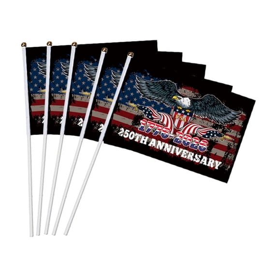 America 250th Anniversary Hand Waving Flags 20pic Independence Day Party Decoration, 1776-2026 Patriotic Mini Flags with Eagle & Stars Design 8x10in