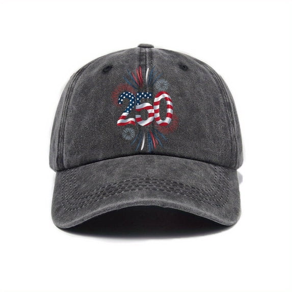 America 250th Anniversary Hat Womens Men Baseball Caps Fashion Graphic Funny Classic Fit Hats Unisex Adult Gifts, Black, One Size