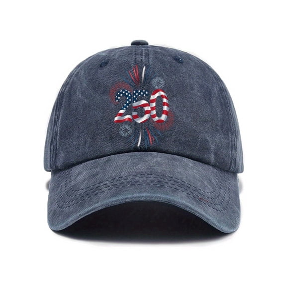 America 250th Anniversary Hat Womens Men Baseball Caps Fashion Graphic Funny Classic Fit Hats Unisex Adult Gifts, Navy, One Size