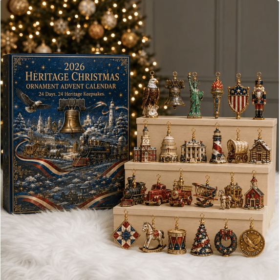 America 250th Anniversary Heritage Christmas Advent Calendar 2026 -24 Days Patriotic 2D Acrylic Christmas Tree Ornament,1776-2026 USA Freedom Collectible Decoration