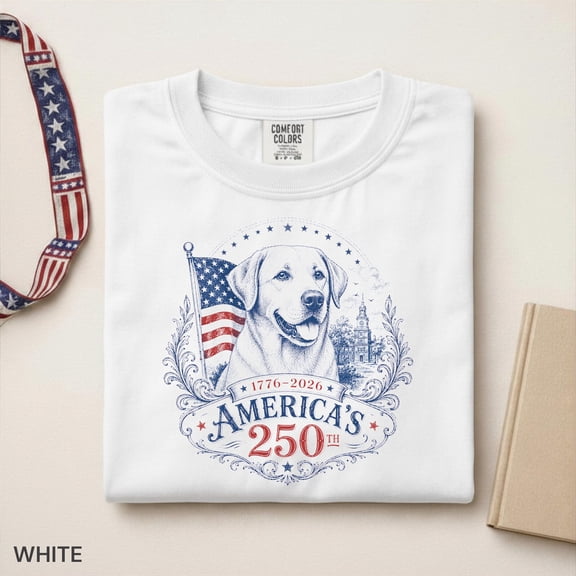 America 250th Anniversary Labrador Shirt, Vintage Americana Lab Lover T-Shirt, Patriotic Dog USA Semiquincentennial Tee Gift
