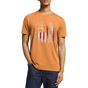 America 250th Anniversary Men Holiday T Shirts, Classic Retro USA Flag Orangish Graphic Crewneck Tee for Independence Day Activities - M