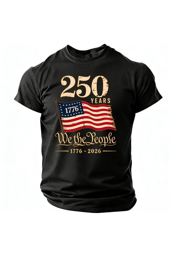 America 250th Anniversary Men's Patriotic T Shirt We The People 1776-2026 USA Freedom Tee