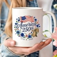 thumbnail image 1 of America 250th Anniversary Mug, Floral Liberty Bell 1776-2026, Personalized Patriotic Gift, US Semiquincentennial Coffee Cup, 1 of 4