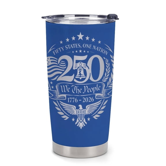 America 250th Anniversary Patriotic- 20oz Tumbler Insulated Stainless Steel- American Flag- Liberty Bell Design Cup