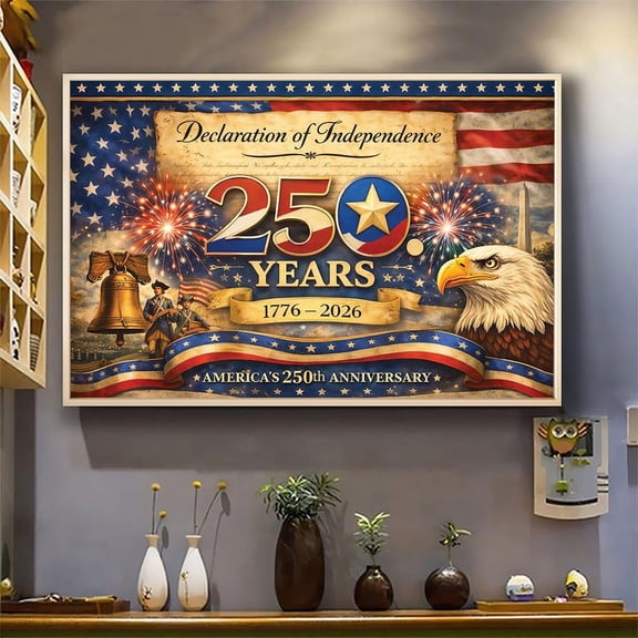 America 250th Anniversary Poster Poster Declaration Of Independence Patriotic Wall Art Print 1776–2026 Poster Decor Home, 8x12 UNFRAMED